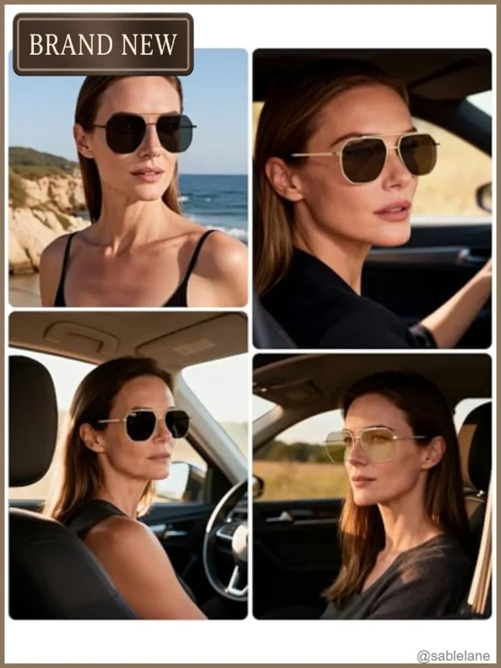 Retro Oversized Polarized Aviator Sunglasses for Women Men, Metal Frame UV400